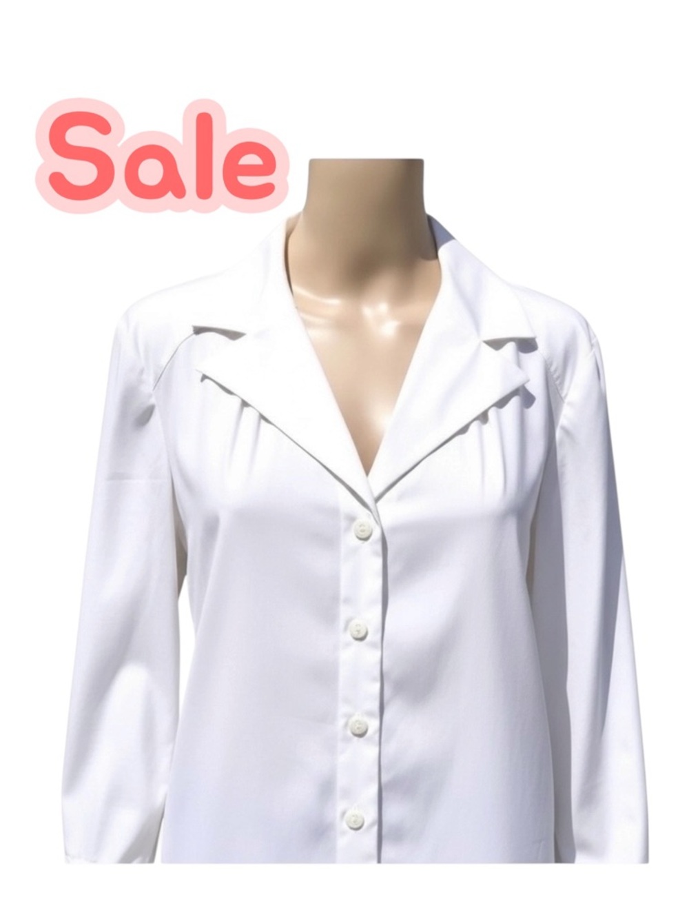 CHANEL vintage white button up long sleeve blouse with logo sz L FR 42
